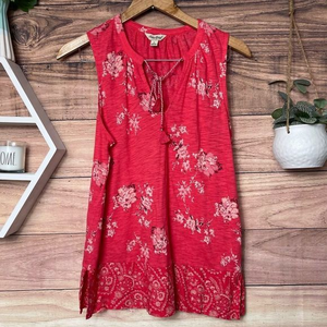 Lucky Brand Red Floral Sleeveless Blouse